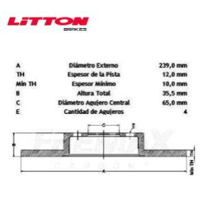 Juego Discos Frenos Delanteros - Volkswagen: Gacel - Gol - Polo - Senda - Saveiro - Litton