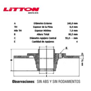 Juego Discos Frenos Delanteros - Renault: Megane I - Megane II - Scenic - Nissan: Tiida - Litton