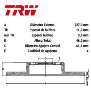 Juego Discos Frenos Delanteros - Fiat: 128 - 147 - Spazio - Fiorino - Regatta - TRW